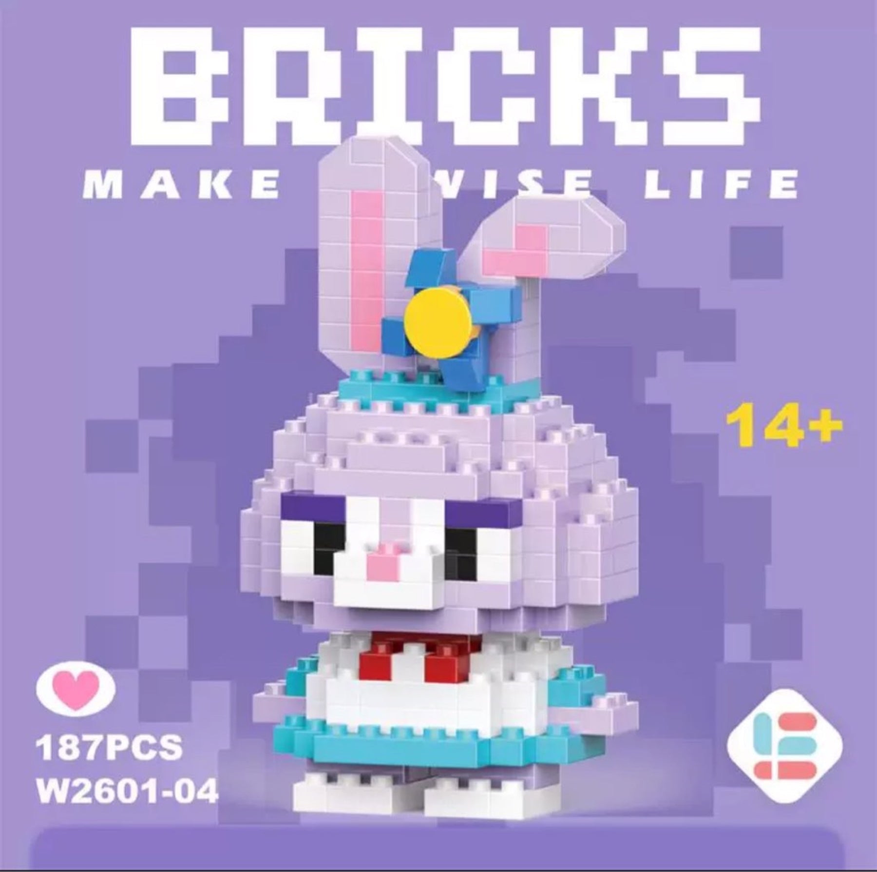 Sevimli Tavşan Mini Blok Yapboz – 187 Parça | Bricks W2601-04