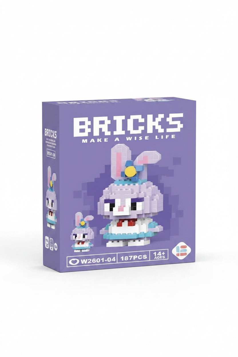 Sevimli Tavşan Mini Blok Yapboz – 187 Parça | Bricks W2601-04